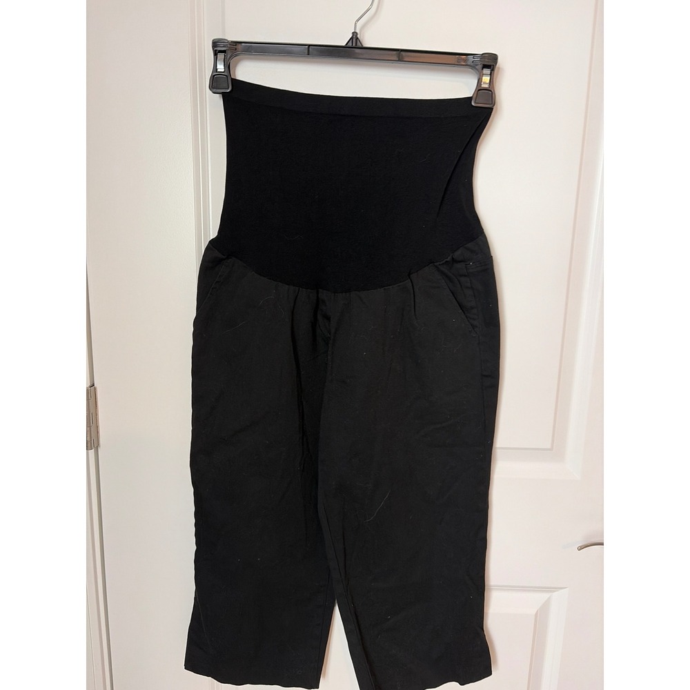 Motherhood Maternity Secret Fit Belly Crop Pants Black Size L Over‎ the Bump